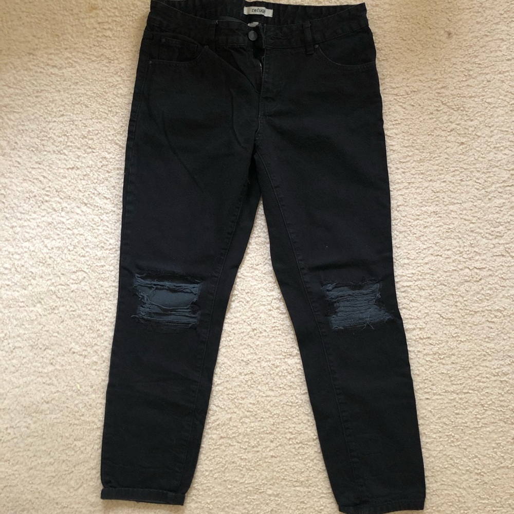 black denim ripped jeans